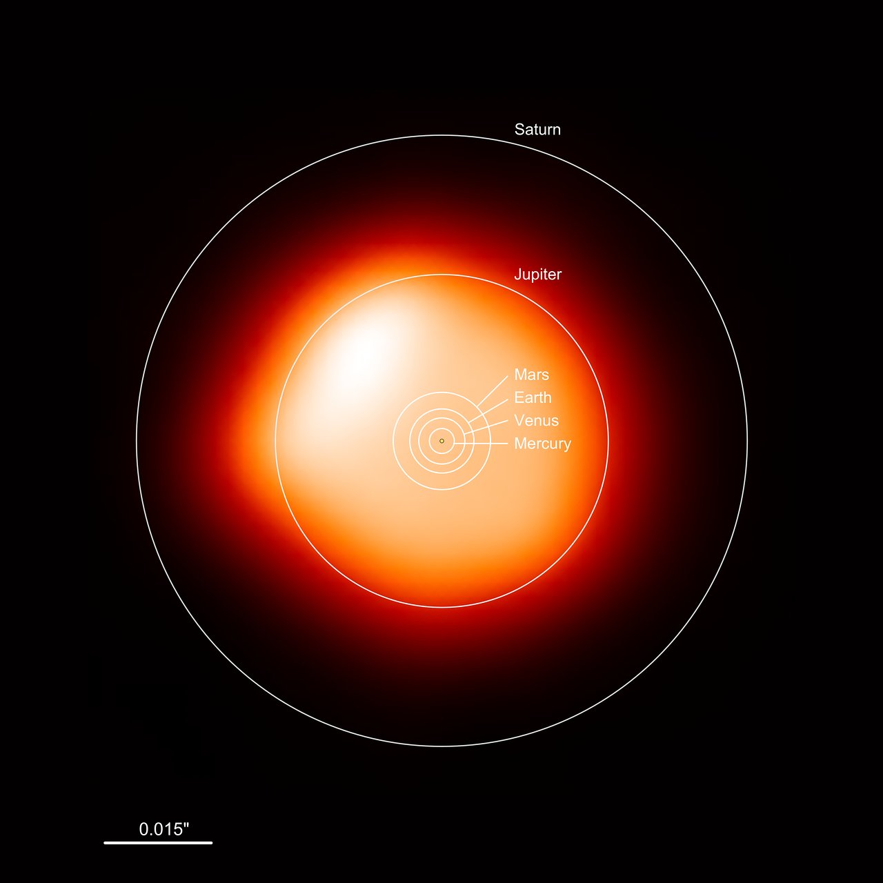 ESO image of the red supergiant star Betelgeuse showing its resolved surface and extended atmosphere.